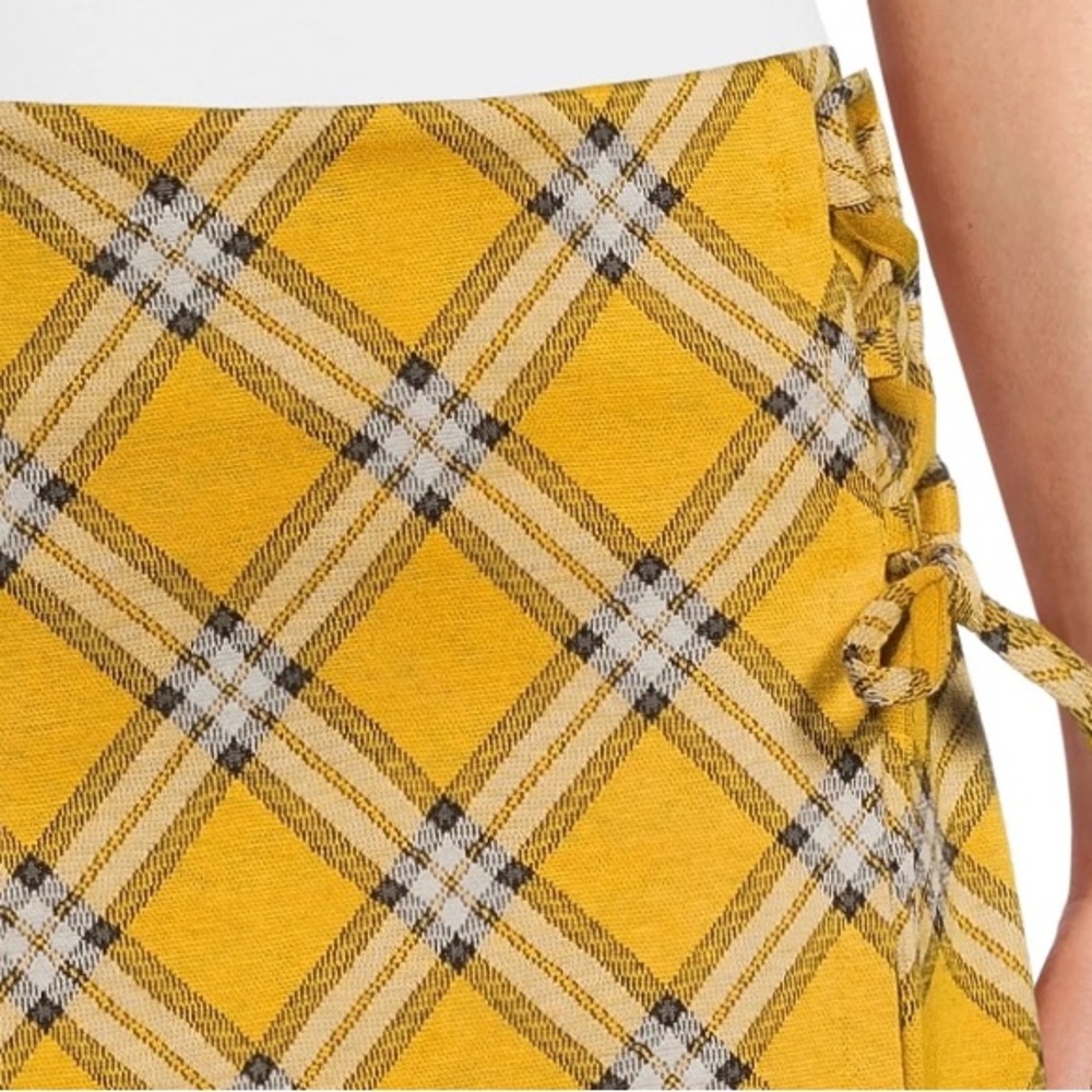 Madden NYC Side Lace Yellow Plaid Mini Skirt Preppy Y2K Academia‎ School Girl - Picture 6 of 16